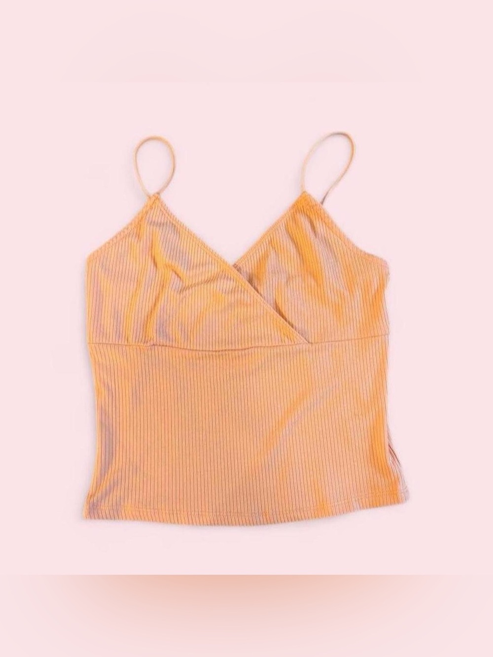 No Comment NY•LA Ribbed Orange Wrap Cami | Size S